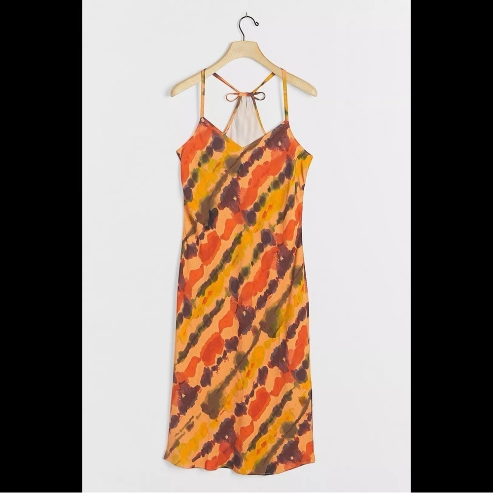 Anthropologie Orange and Black Maxi‎ Dress